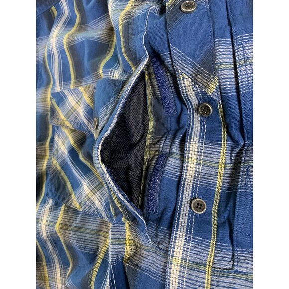 5.11 Tactical Men's XXL Long Sleeve Blue Yellow Plaid Button Snap Hidden Pocket - Picture 3 of 9